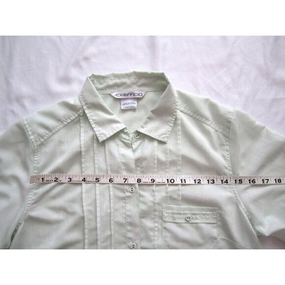 Women Exofficio Long Sleeve Polyester Button Semi See Through Blouse Sz L (WB88) - Picture 3 of 10